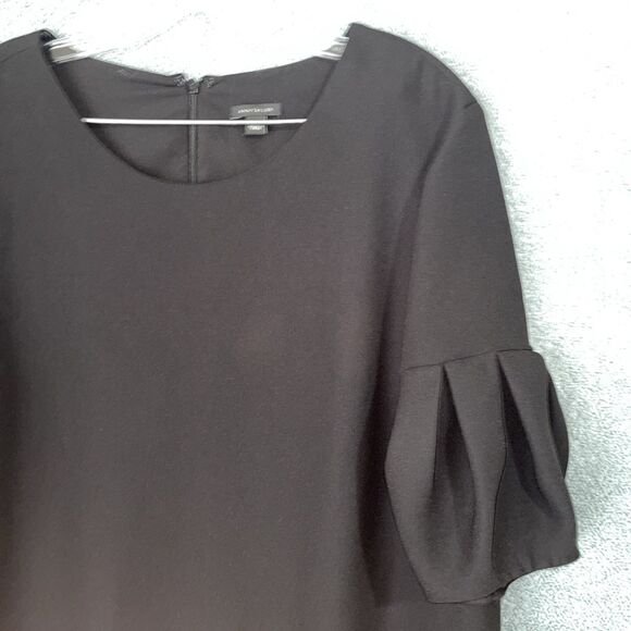 Ann Taylor Dress Womens 16 Black Shift Short Sleeve Knee Length Zip‎ Up Lined - Picture 3 of 11